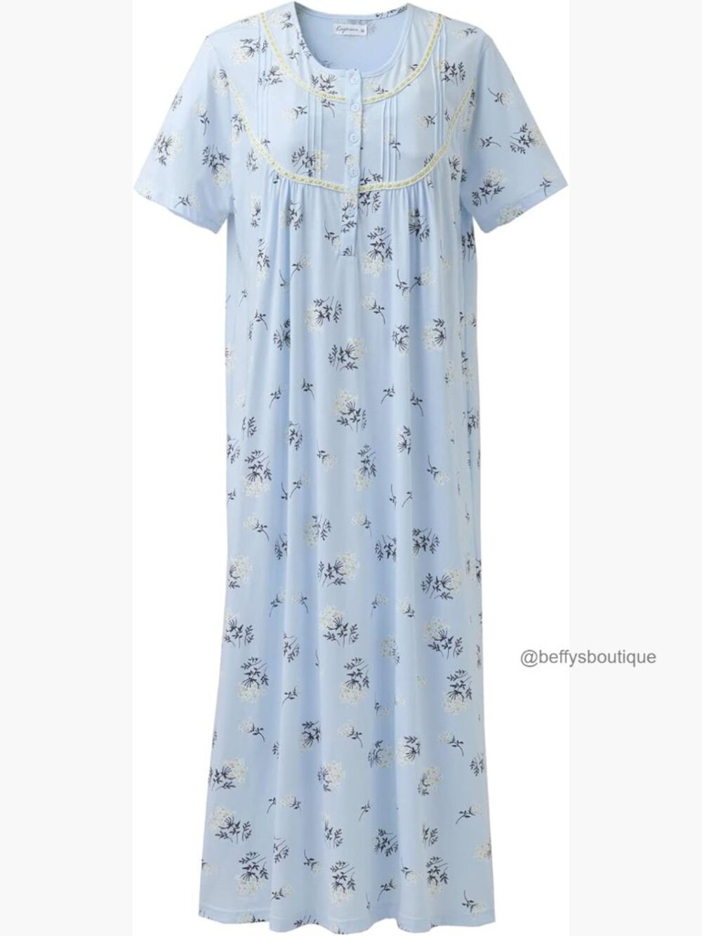 Women's 100% Cotton Lightweight Short Sleeve Nightgown Loungewear - Picture 1 of 7